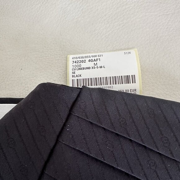 NEW GUCCI SILK CUMMERBUND Black Sz M 100% Authentic Made In Italy GG - Picture 7 of 8